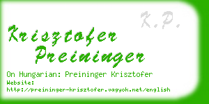 krisztofer preininger business card